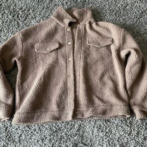 SHEIN Oversized Brown Fuzzy Jacket